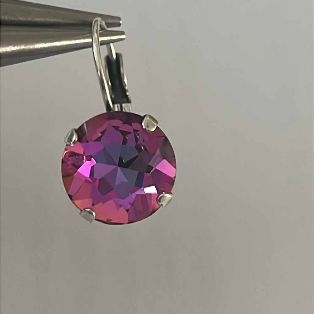 New Swarovski Crystal Pink Skies Earrings on Hypoallergenic Leverback Silver